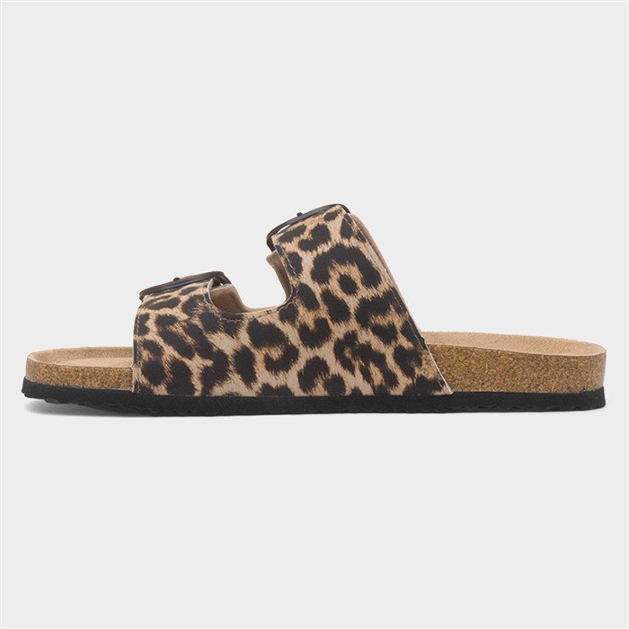 Womens Multi Leopard Print Mule Sandal