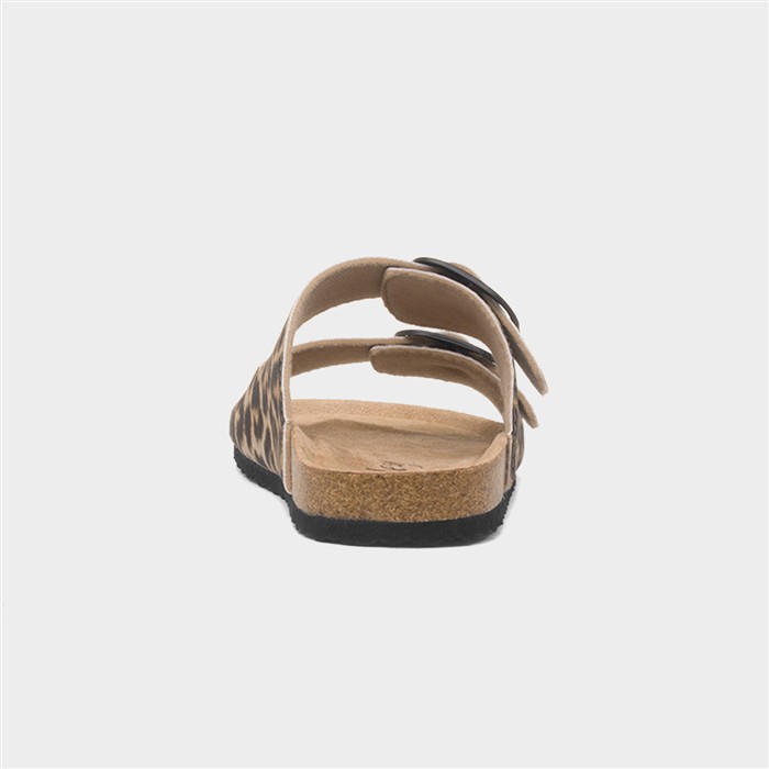 Womens Multi Leopard Print Mule Sandal
