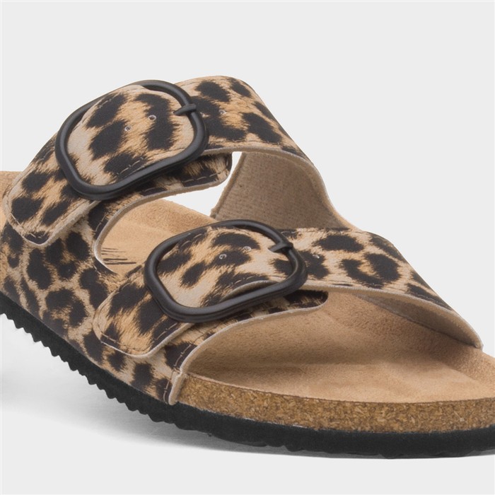 Womens Multi Leopard Print Mule Sandal