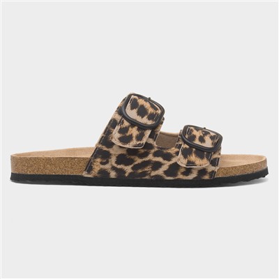Womens Multi Leopard Print Mule Sandal