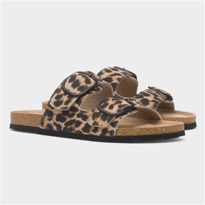 Womens Multi Leopard Print Mule Sandal