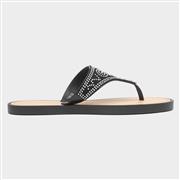 Lilley Star Womens Black Diamante Toe Post Sandal (Click For Details)
