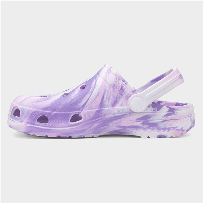 Womens Purple Marble Slip On EVA Clog