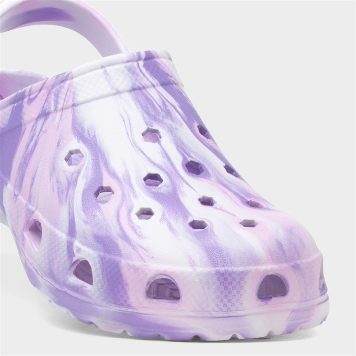 Womens Purple Marble Slip On EVA Clog