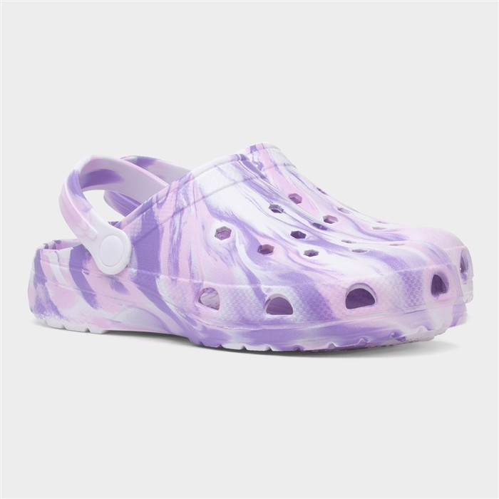 Womens Purple Marble Slip On EVA Clog