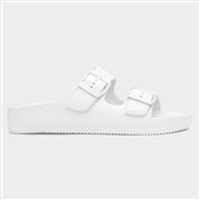 Womens White Double Buckle EVA Mule Slip On Sandal (Click For Details)