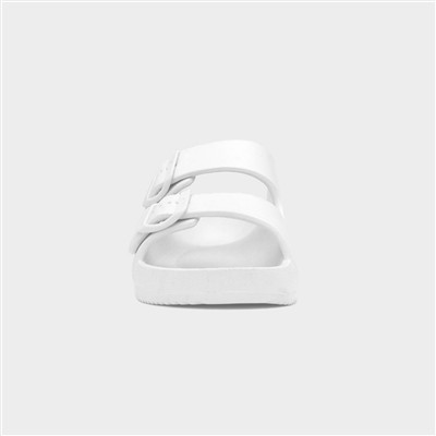 Womens White Double Buckle EVA Mule Slip On Sandal