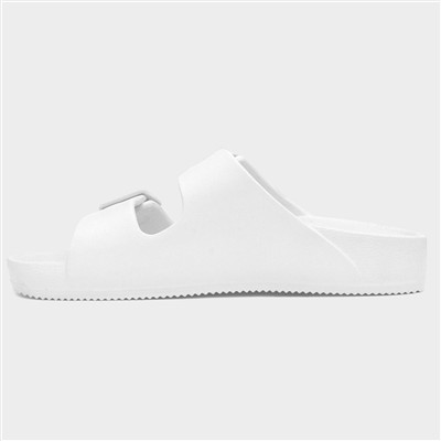 Womens White Double Buckle EVA Mule Slip On Sandal