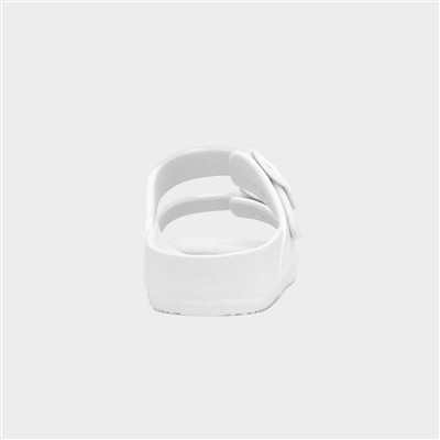 Womens White Double Buckle EVA Mule Slip On Sandal