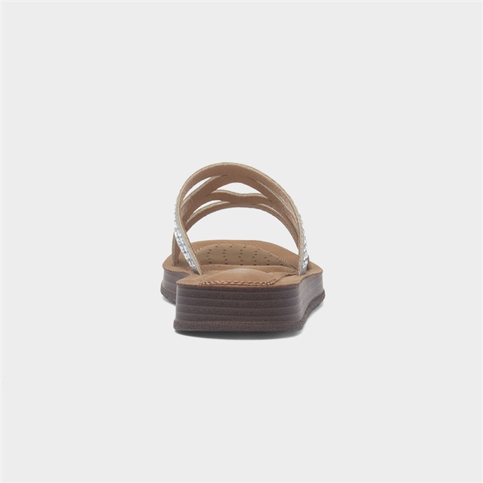 Womens Silver Diamante Mule Slip On Sandal