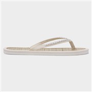 Womens White Beaded Toe Post Flat Sandal (Click For Details)