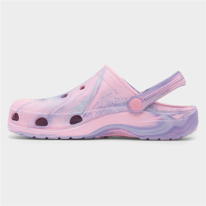 Womens Pink Marble Slip On EVA Clog