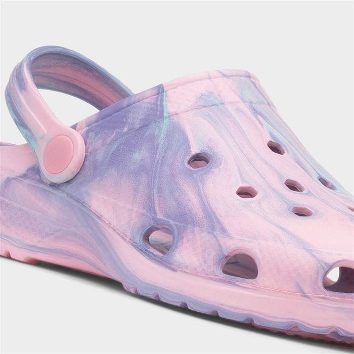 Womens Pink Marble Slip On EVA Clog