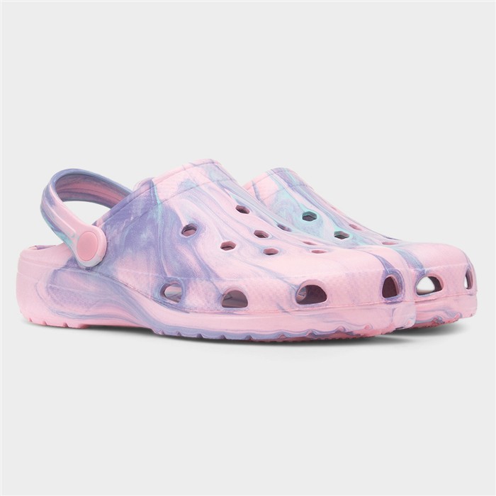 Womens Pink Marble Slip On EVA Clog