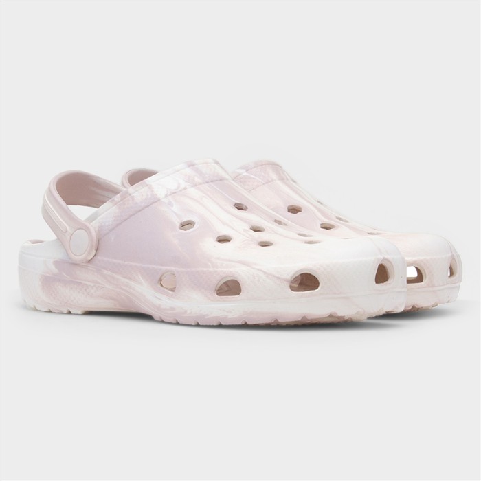 Womens Cream Marble Slip On EVA Clog