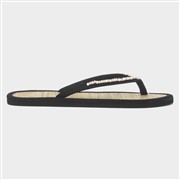 Womens Black Beaded Toe Post Slip On Sandal (Click For Details)