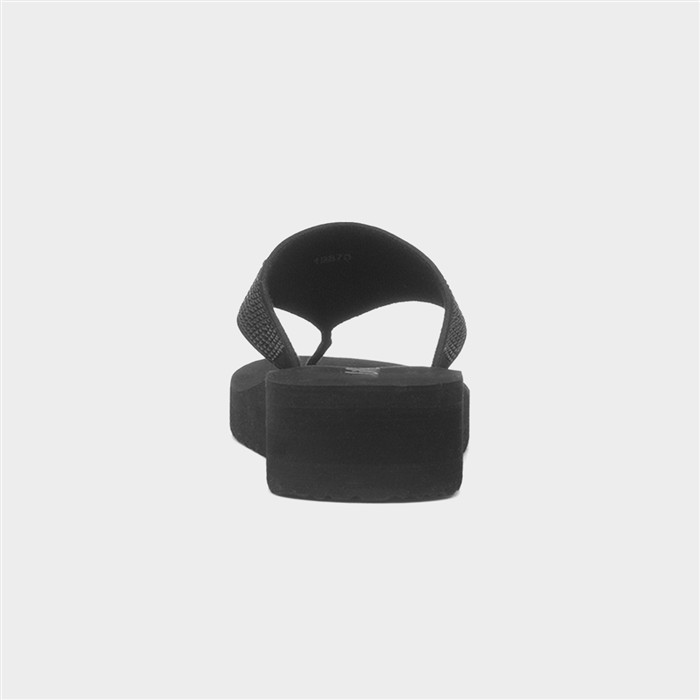 Womens Black Toe Post Slip On Sandal