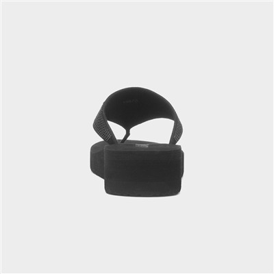 Womens Black Toe Post Slip On Sandal