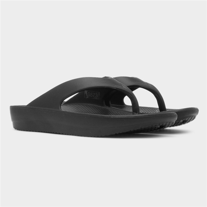 Womens Black Toe Post EVA Sandal