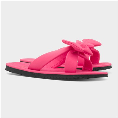 Womens Pink Bow Toe Post Beach Mule