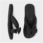 Womens Black Bow Slip On Beach Mule Sandal (Click For Details)