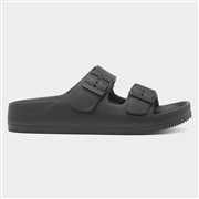 Womens Black Double Buckle EVA Mule Slip On Sandal (Click For Details)