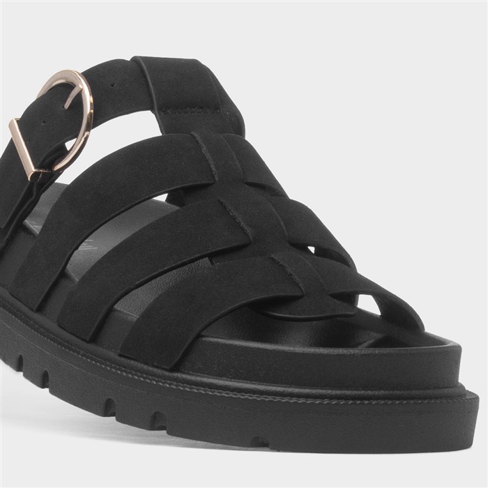 Daani Womens Black Gladiator Mule Sandal