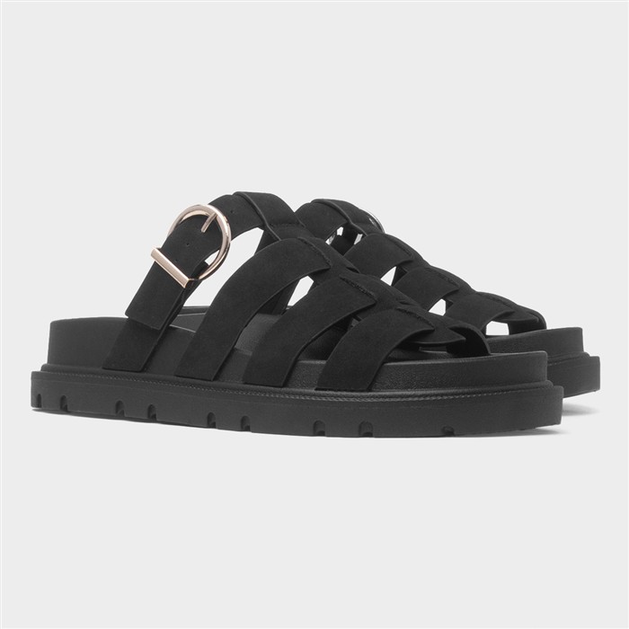 Daani Womens Black Gladiator Mule Sandal