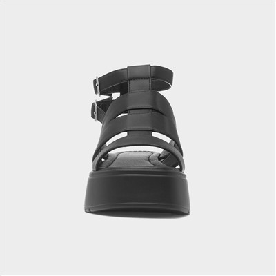 Kenya Womens Black Platform Strappy Sandal