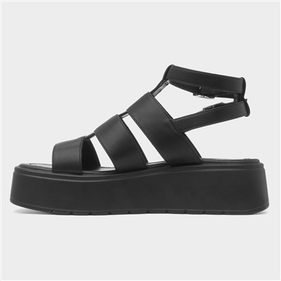 Kenya Womens Black Platform Strappy Sandal