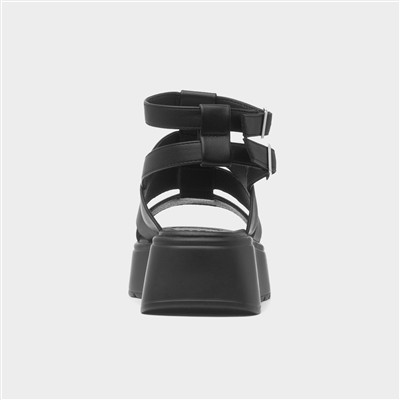 Kenya Womens Black Platform Strappy Sandal