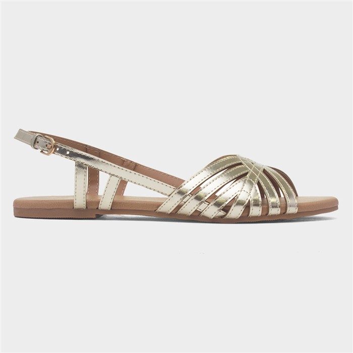 Jeni Womens Gold Wide Fit Strappy Sandal