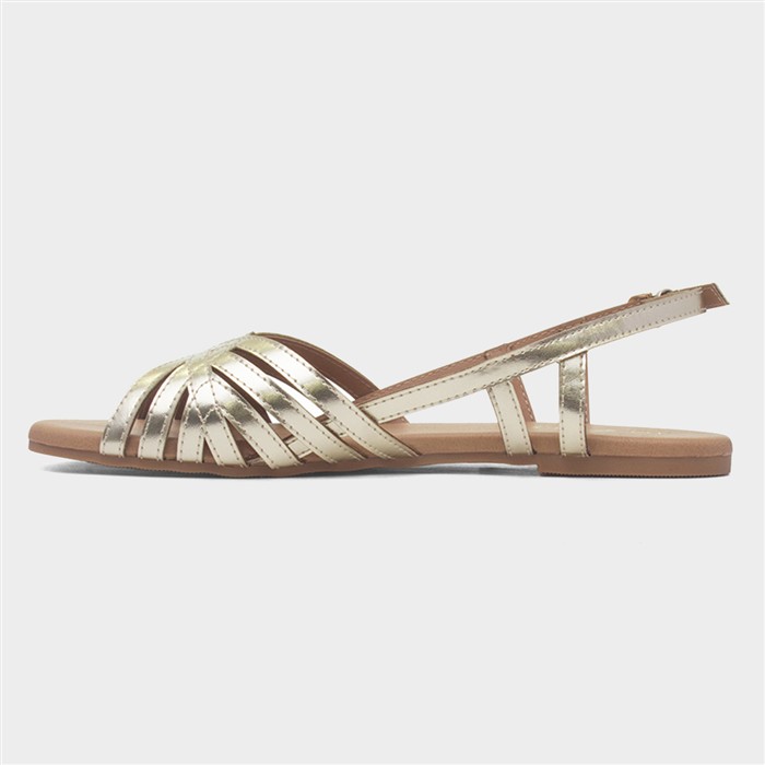 Jeni Womens Gold Wide Fit Strappy Sandal