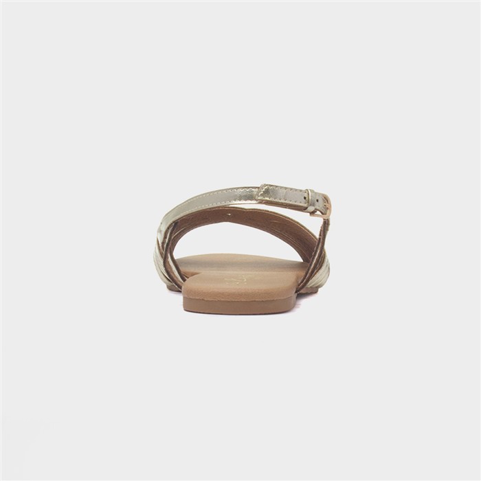 Jeni Womens Gold Wide Fit Strappy Sandal