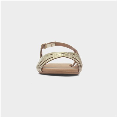Jeni Womens Gold Wide Fit Strappy Sandal