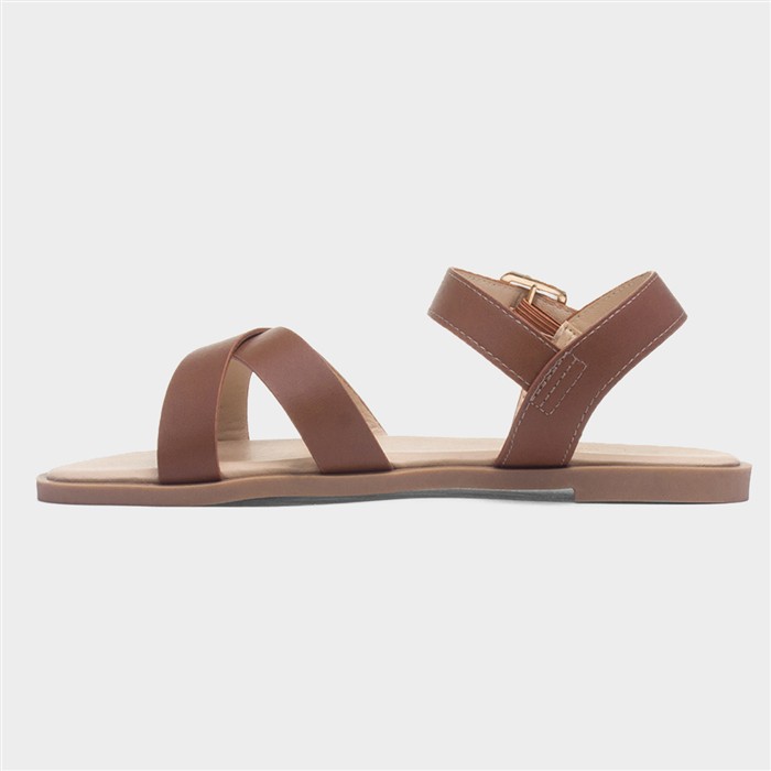 Lottie Women's Tan Wide Fit Buckle Sandal