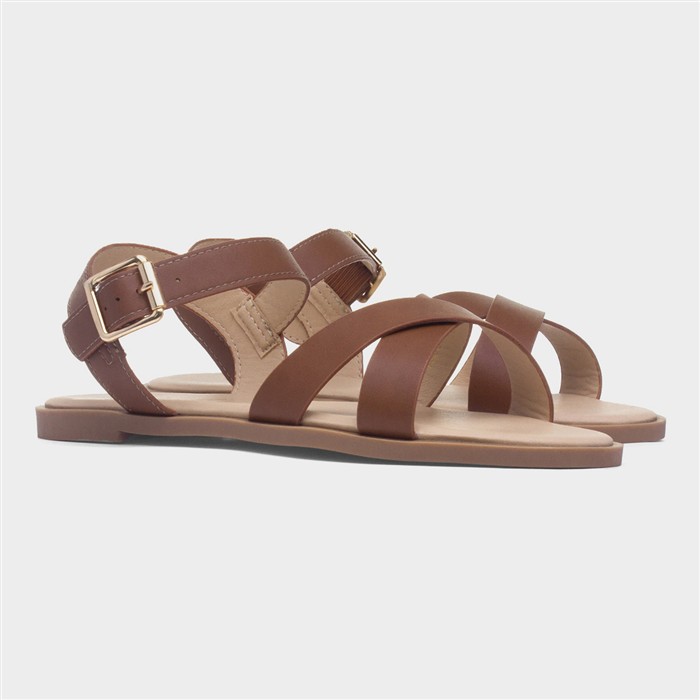 Lottie Women's Tan Wide Fit Buckle Sandal