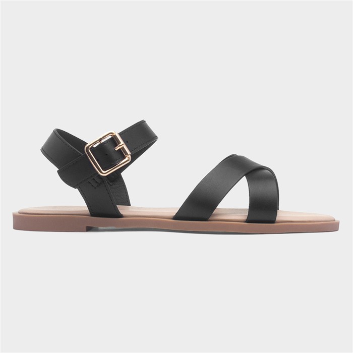 Lottie Women's Black Wide Fit Buckle Sandal