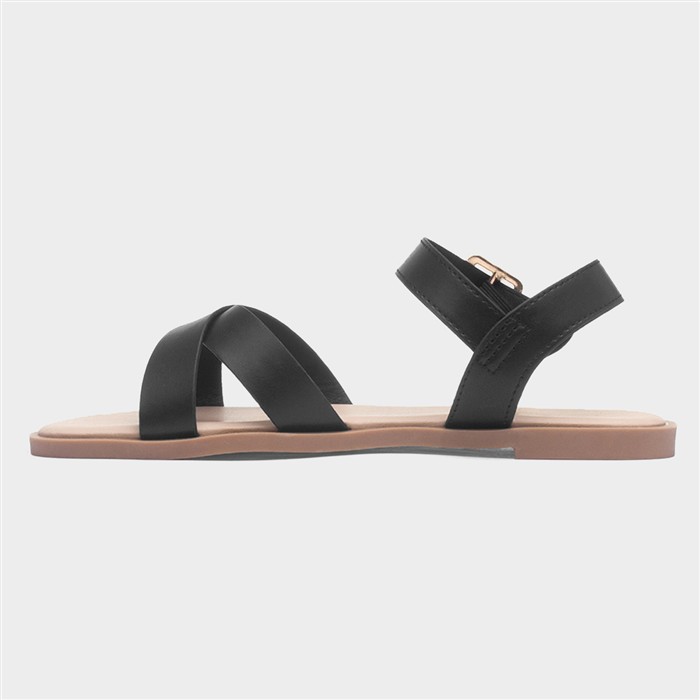 Lottie Women's Black Wide Fit Buckle Sandal