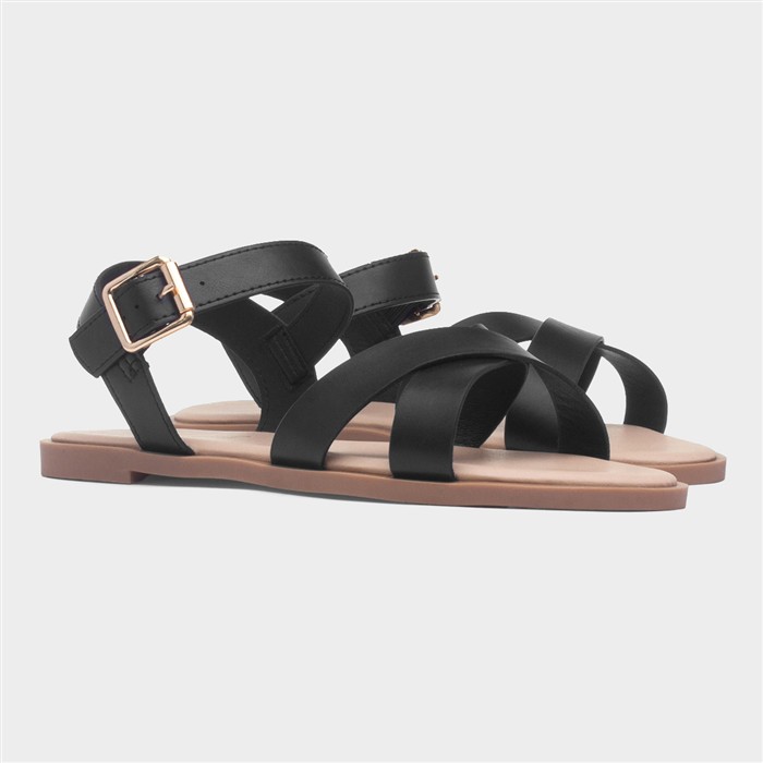 Lottie Women's Black Wide Fit Buckle Sandal
