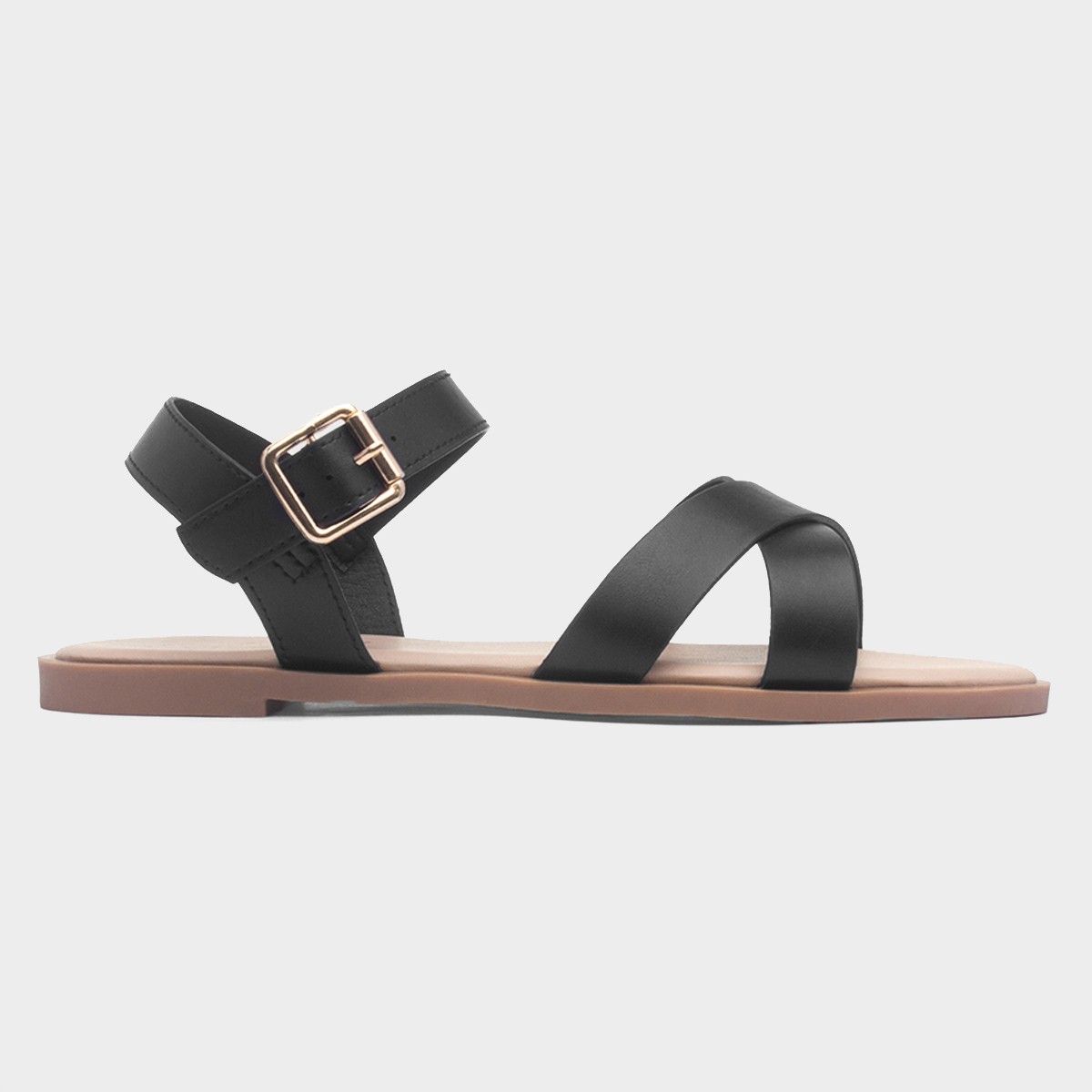 Lottie Women's Black Wide Fit Buckle Sandal