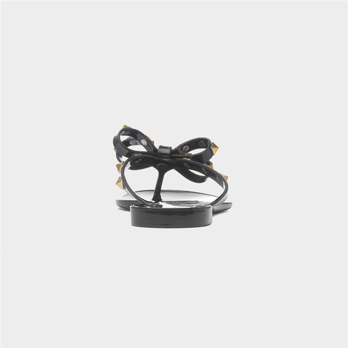 Pearl Womens Black Toe Post Slip On Sandal