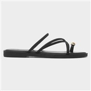 Krush Kallie Womens Black Toe Ring Strappy Sandal (Click For Details)