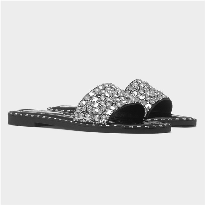 Gia Womens Black Flat Sandal