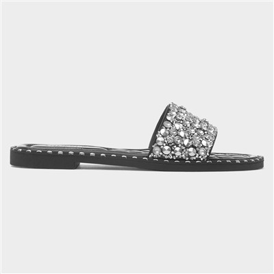 Gia Womens Black Flat Sandal