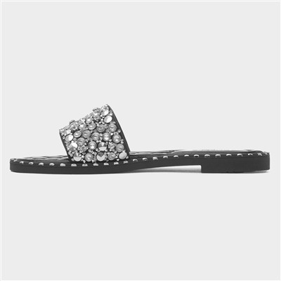 Gia Womens Black Flat Sandal