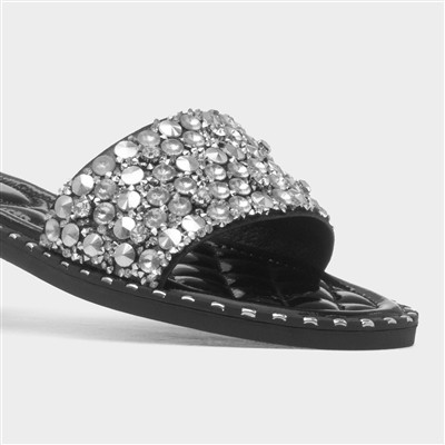 Gia Womens Black Flat Sandal