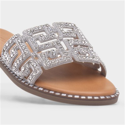 Rowan Womens Silver Mule Sandal