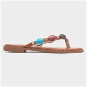 Truffle Collection Emma Tan Stone Toe Post Sandal (Click For Details)