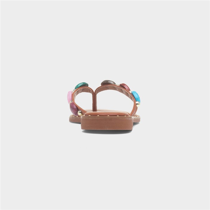 Emma Womens Tan Toe Post Sandal